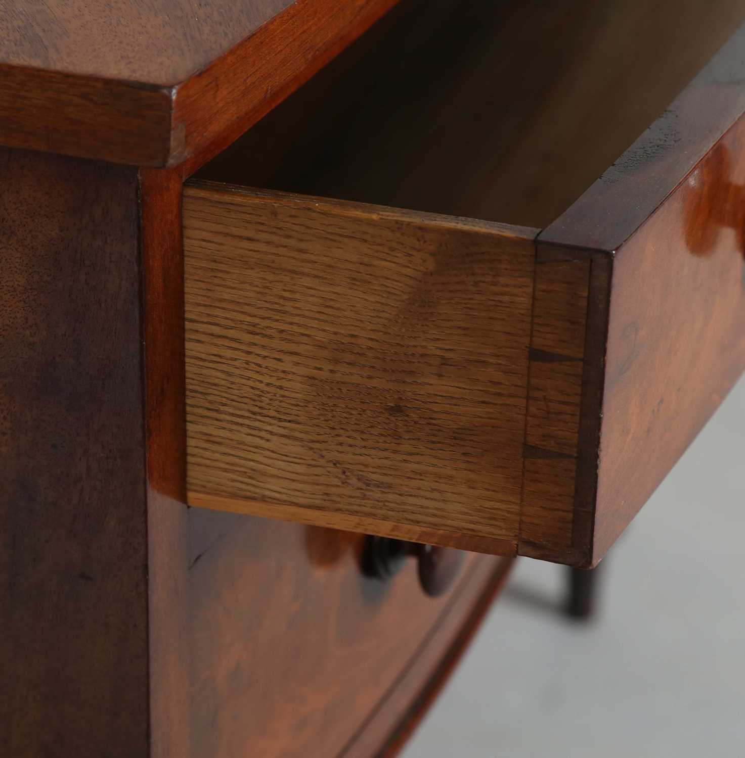 An early Victorian mahogany bowfront kneehole dressing table, fitted with three frieze drawers, - Image 3 of 7