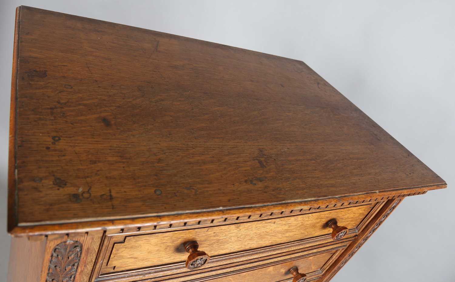 A fine Edwardian oak Wellington chest of nine drawers, probably by Gillows or Holland & Sons, the - Image 2 of 16