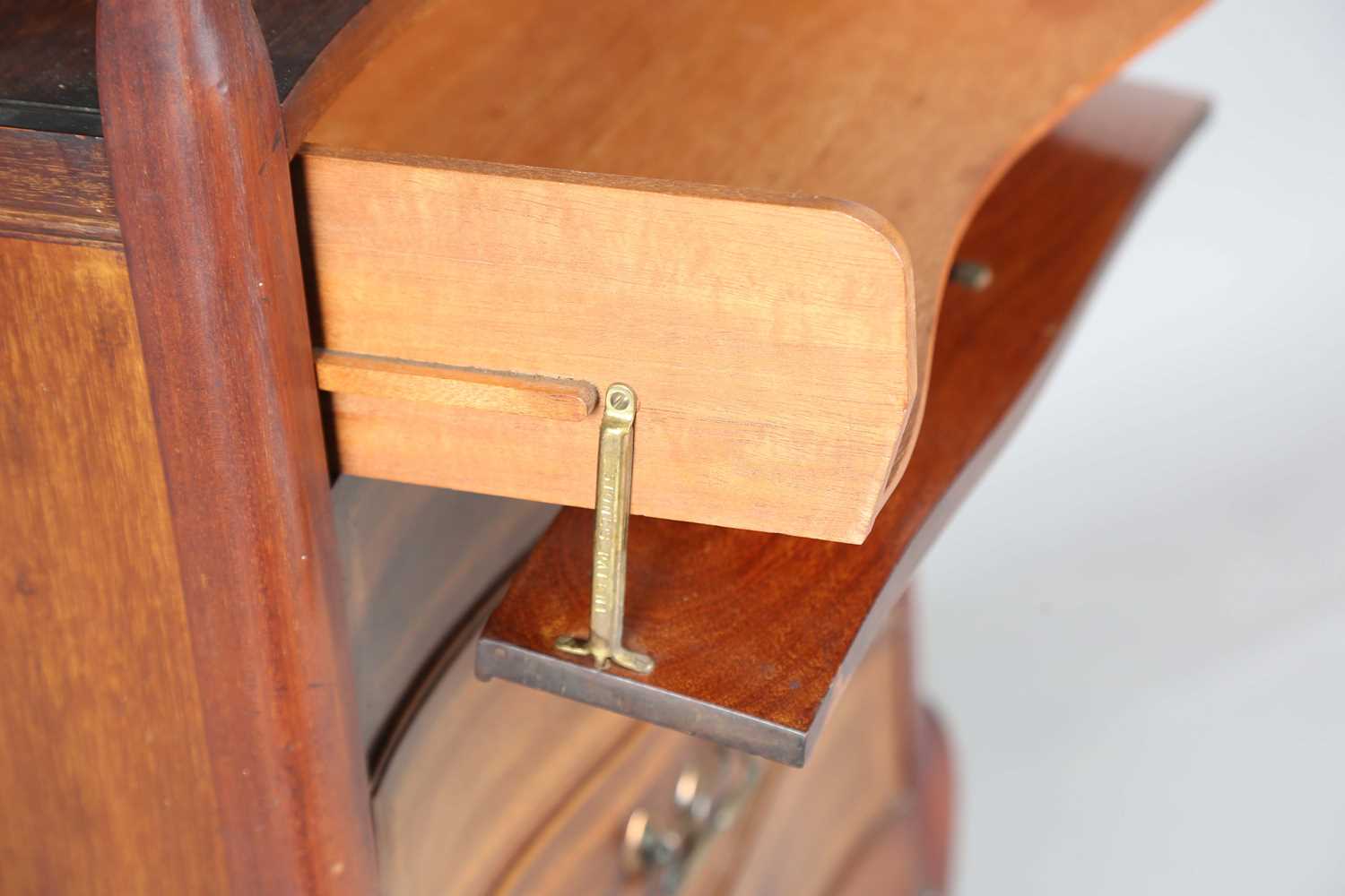 An Edwardian mahogany and satinwood crossbanded five-drawer music chest with a raised top and open - Image 4 of 9