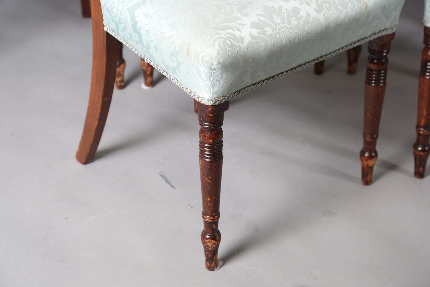 A set of eight Regency mahogany and brass inlaid bar back dining chairs, comprising two carvers, - Image 17 of 17