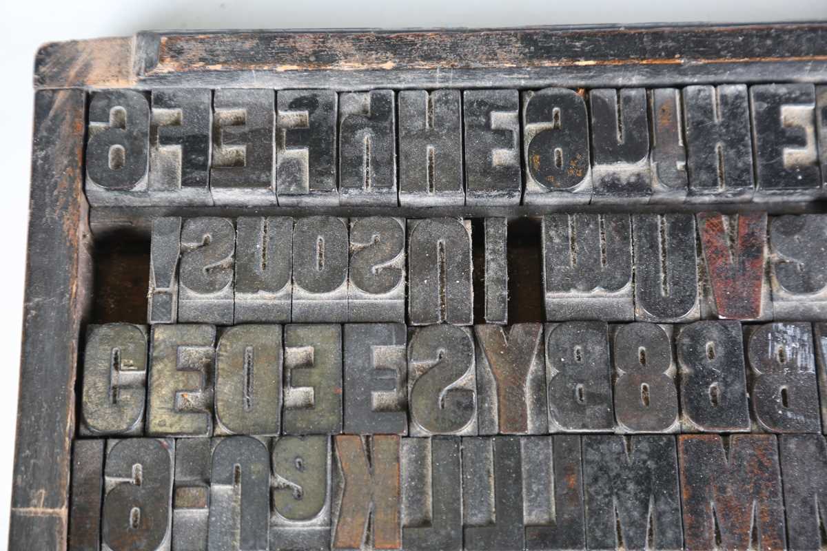 A group of early 20th century carved hardwood letterpress printing blocks, contained within a - Image 2 of 10