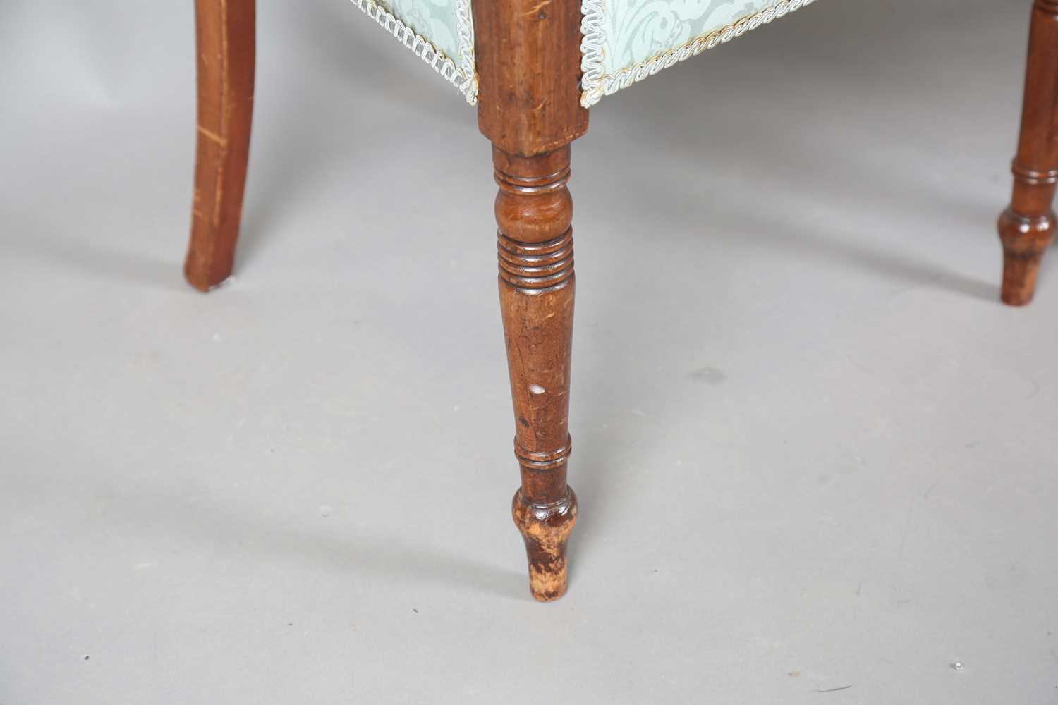 A set of eight Regency mahogany and brass inlaid bar back dining chairs, comprising two carvers, - Image 8 of 17