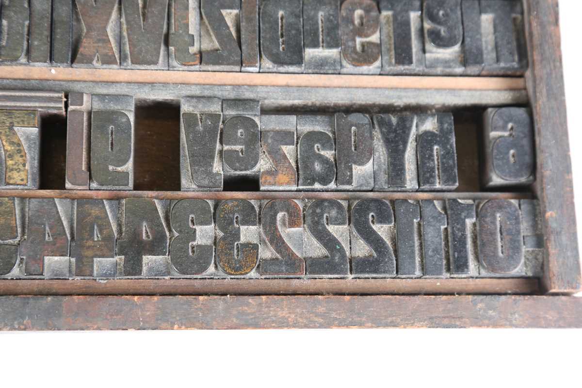 A group of early 20th century carved hardwood letterpress printing blocks, contained within a - Image 8 of 10