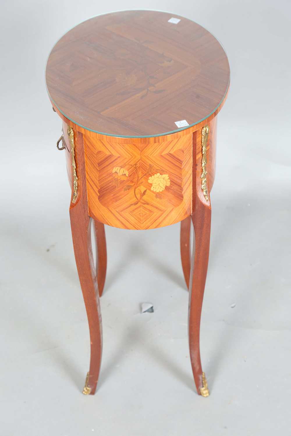 A late 20th century French kingwood and gilt metal mounted oval bedside table, height 65cm, width - Image 8 of 8