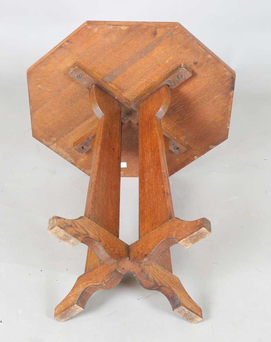 An early 20th century Arts and Crafts oak octagonal occasional table, attributed to Hypnos for - Image 7 of 7