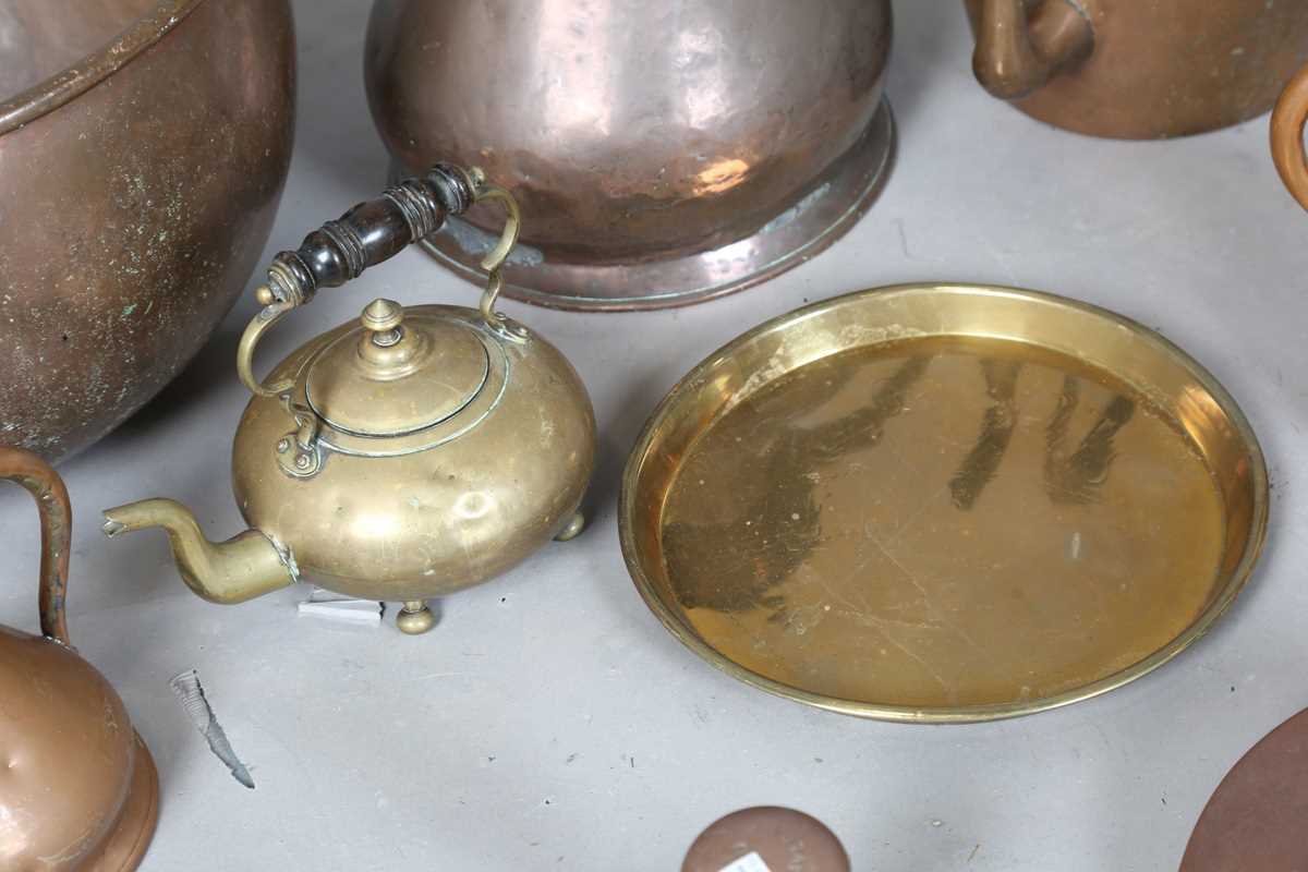 A collection of mainly 19th century copper wares, including a large twin-handled bowl, diameter - Image 7 of 12