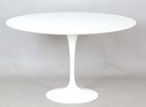 A Knoll Studio white finished 'Tulip' table, originally designed by Aero Saarinen, the circular