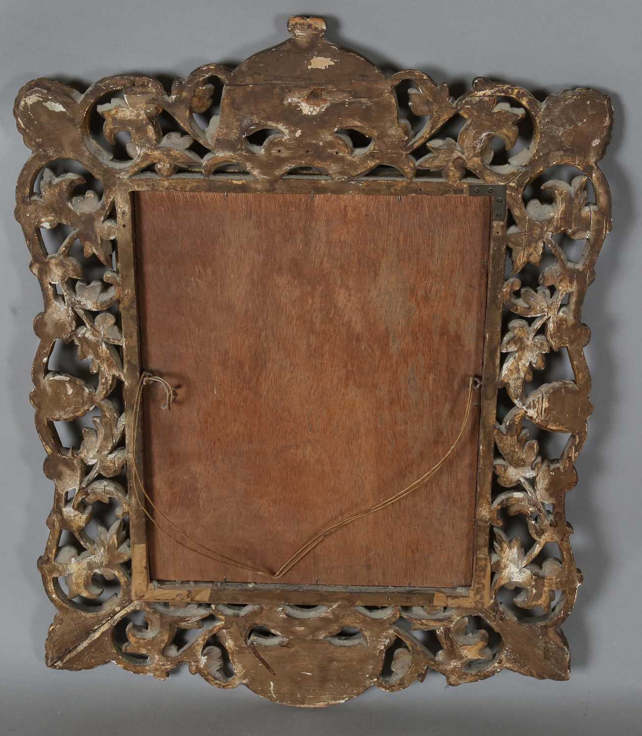 An early 20th century Continental giltwood wall mirror with a carved foliate frame and bevelled - Image 9 of 9