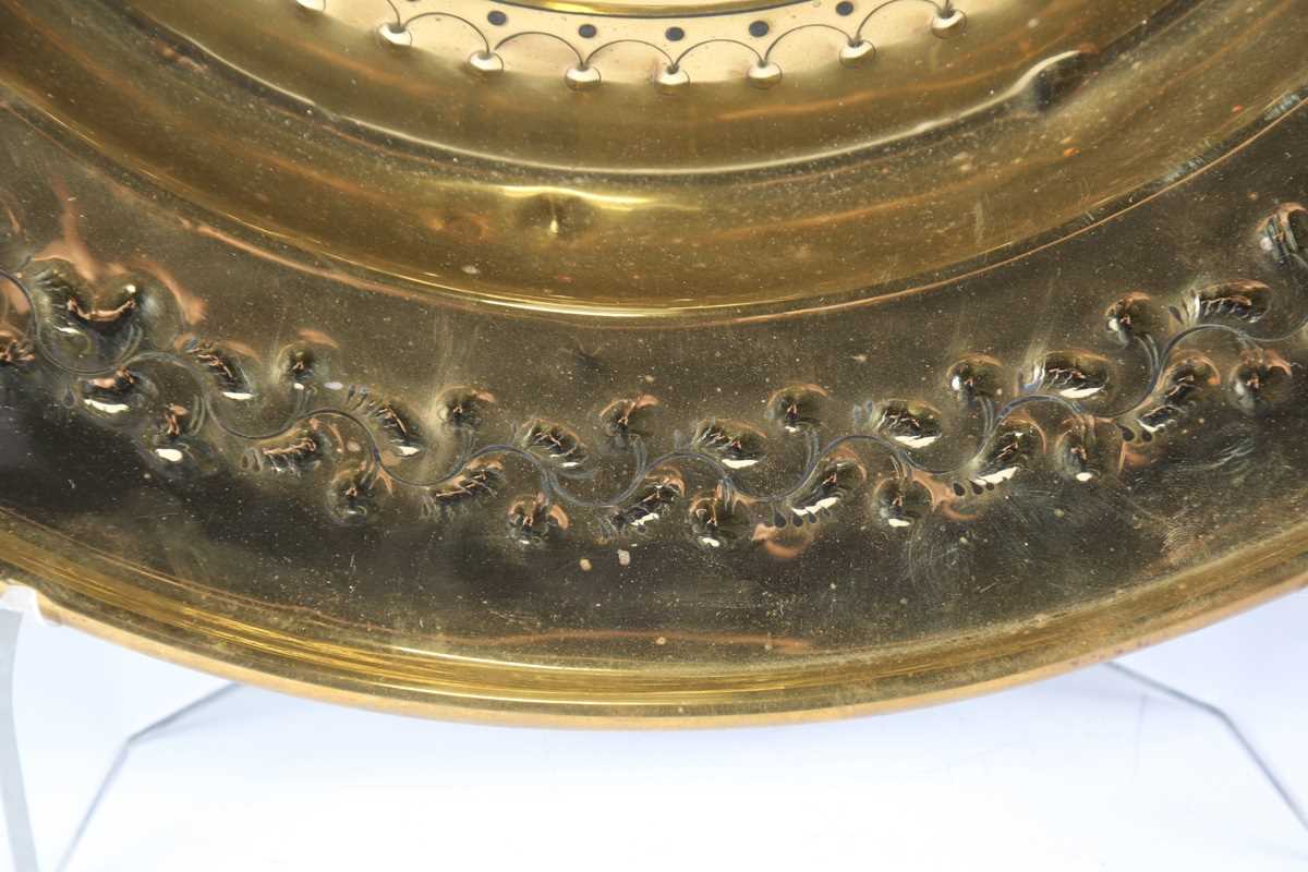 An early 20th century Arts and Crafts brass charger, the centre finely worked with a band of - Image 9 of 17