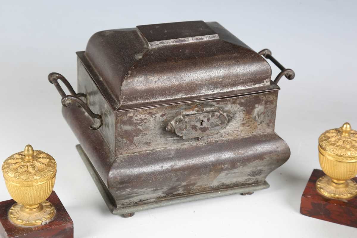 A small group of collectors' items, including an 18th century Dutch tin box, width 22cm, a pair of - Image 2 of 10