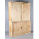 A 19th century pine kitchen cupboard, fitted with four panelled doors, height 213cm, width 171cm,