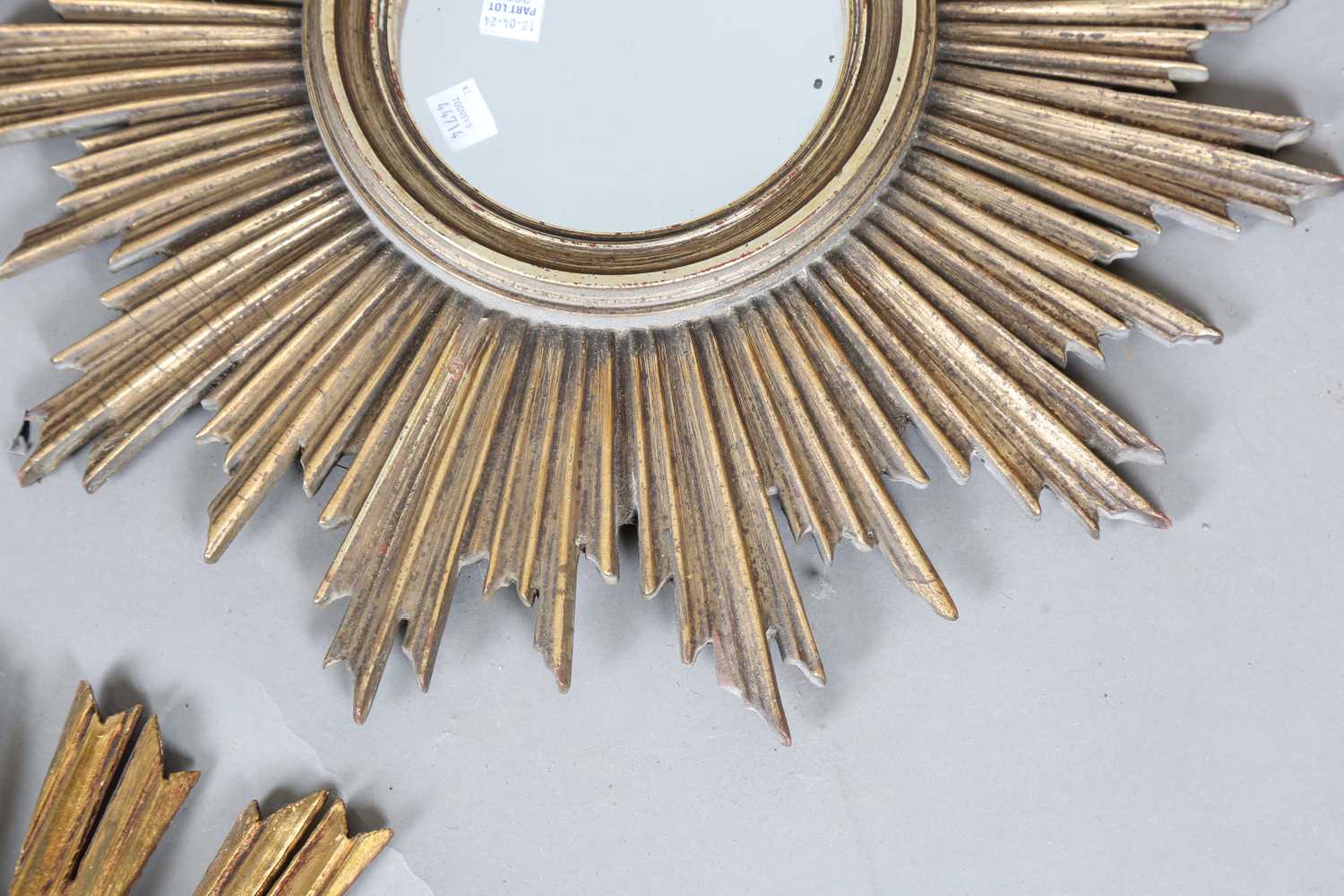 A 20th century Continental giltwood circular wall mirror with sunburst frame, diameter 61cm, - Image 10 of 10