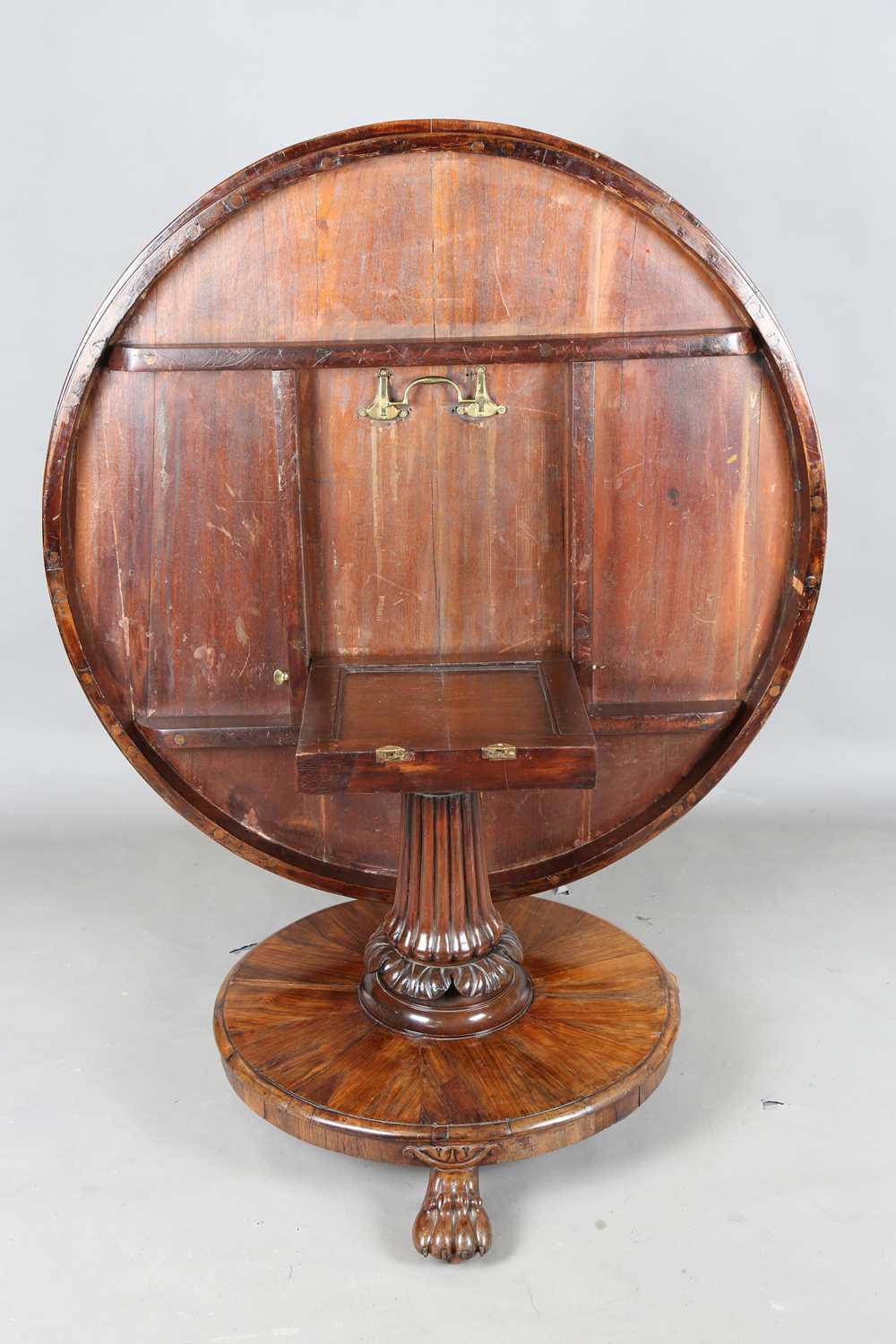 A William IV rosewood tip-top breakfast table, in the manner of Gillows of Lancaster, raised on a - Image 8 of 12