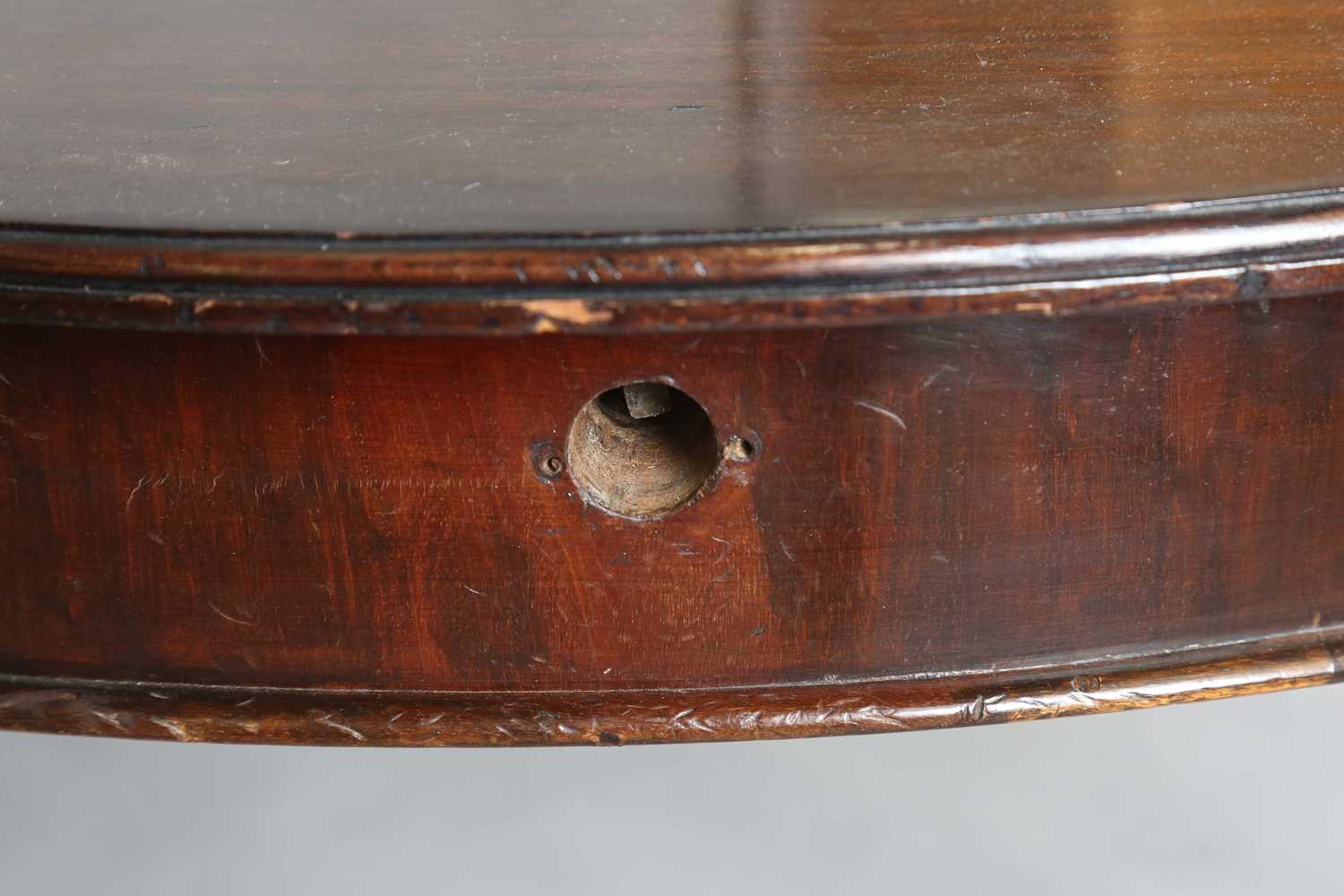 An early 20th century mahogany extending dining table, the circular top with single extra leaf, - Image 8 of 19