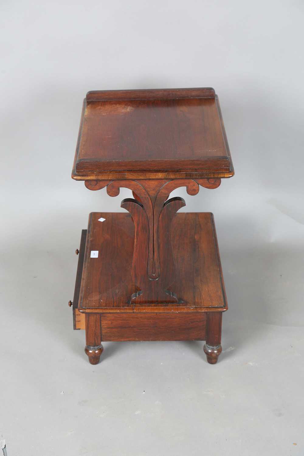 A Regency rosewood two-tier étagère, fitted with a single drawer, on turned legs, height 60cm, width - Image 9 of 9