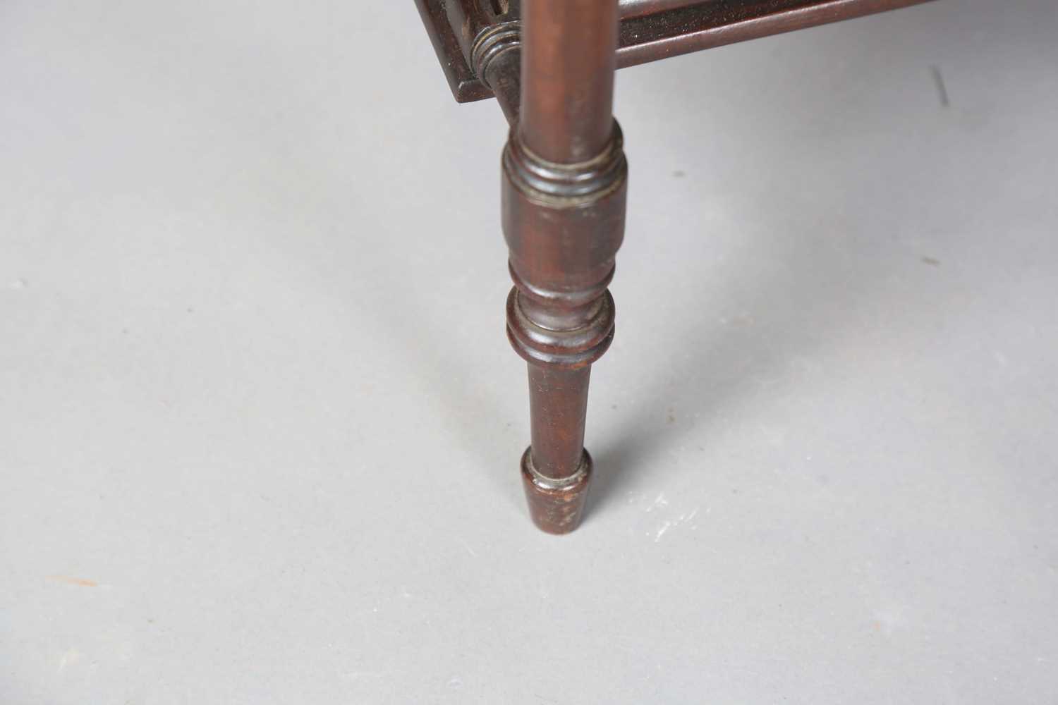 A late Victorian walnut two-tier occasional table, on ring turned legs, height 68cm, width 70cm, - Image 9 of 10