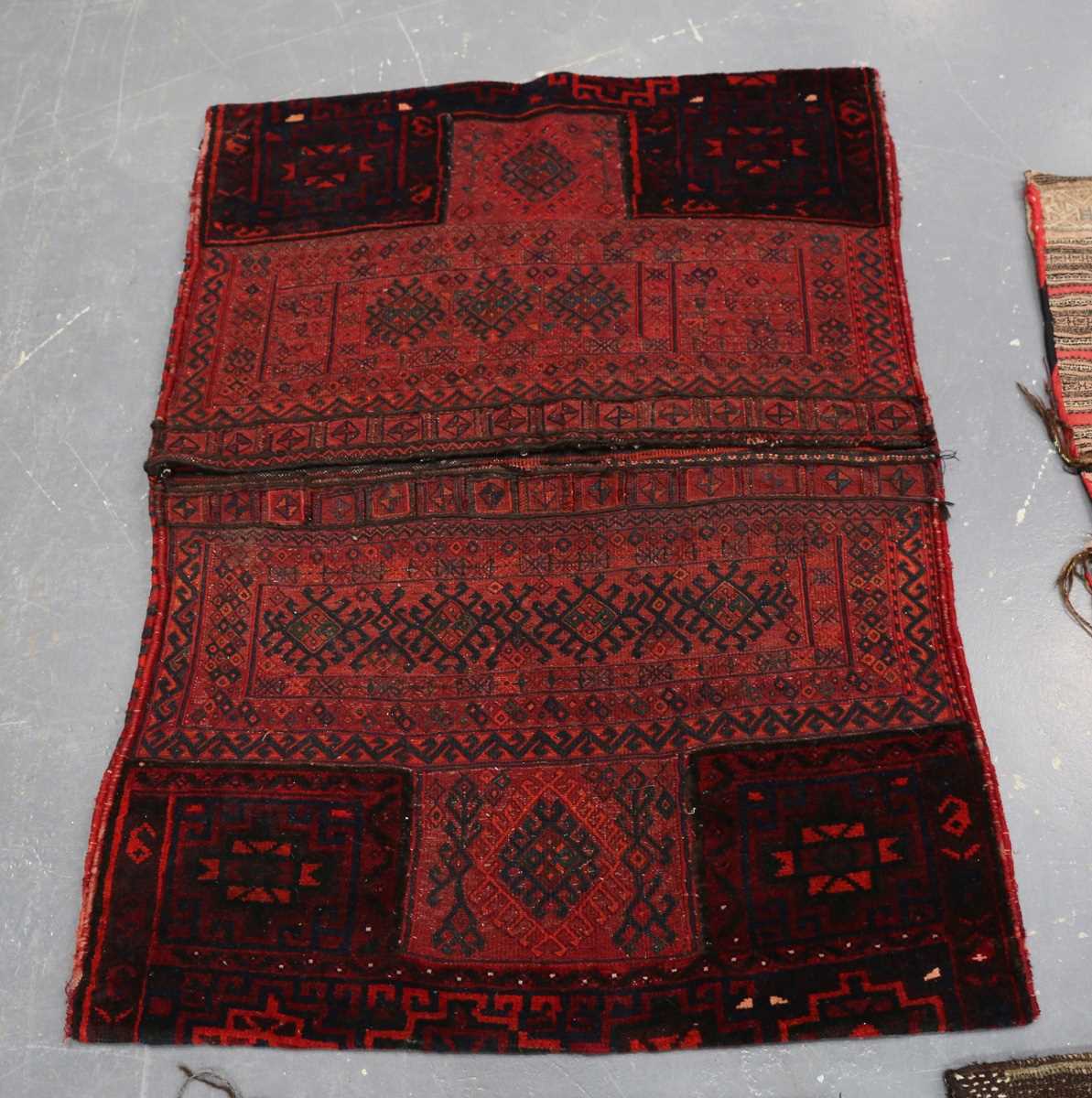 A Turkish flatweave bag, late 20th century, the two central bands worked with hooked polychrome - Image 5 of 9