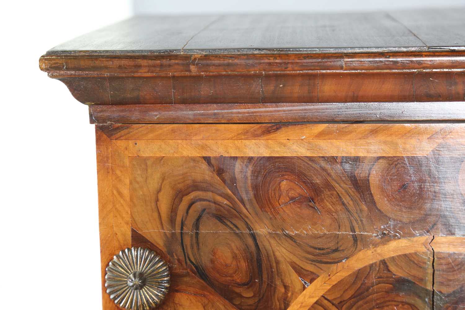 A William and Mary laburnum oyster veneered collector's cabinet-on-stand, the two doors with - Image 6 of 20