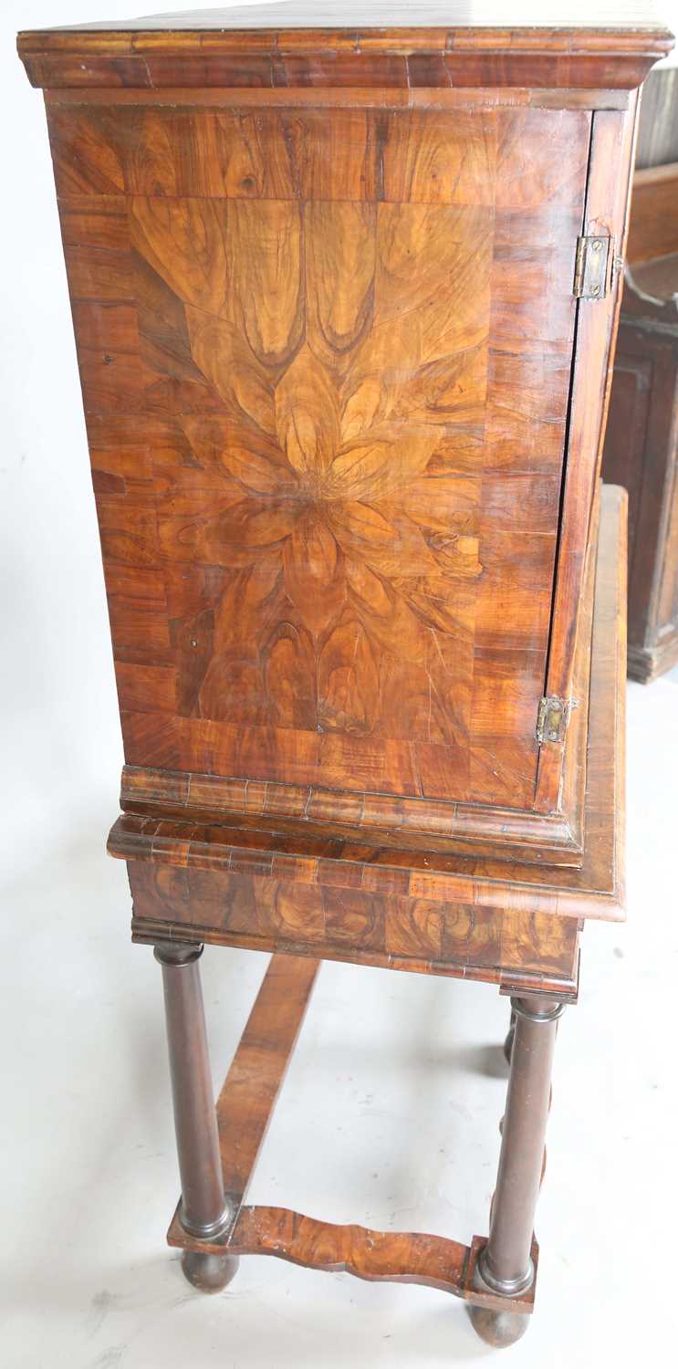 A William and Mary laburnum oyster veneered collector's cabinet-on-stand, the two doors with - Image 17 of 20