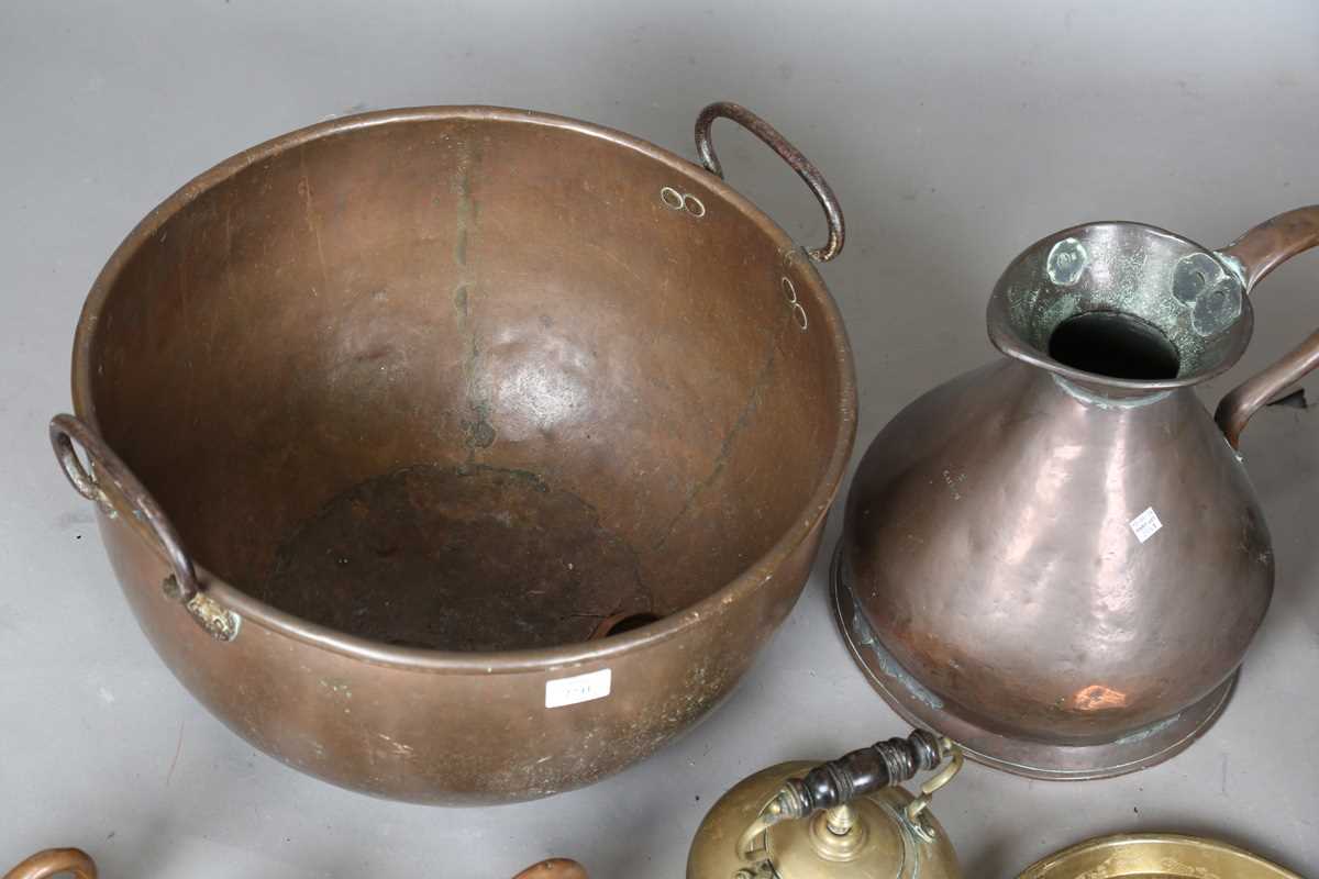 A collection of mainly 19th century copper wares, including a large twin-handled bowl, diameter - Image 2 of 12