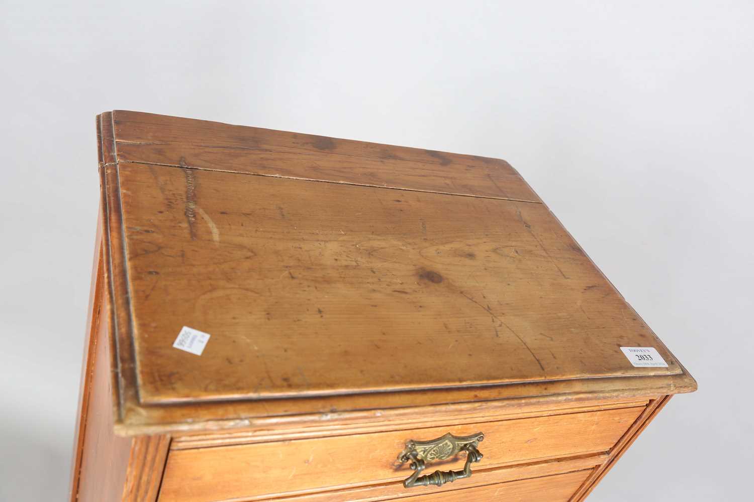 A late Victorian pine narrow chest of eight drawers, height 125cm, width 44cm, depth 33cm, - Image 2 of 12