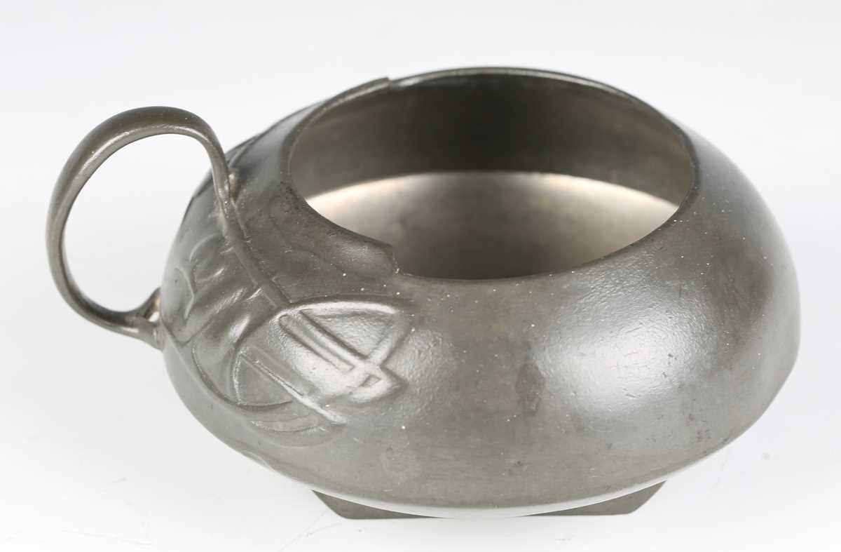 A Liberty & Co 'Tudric' pewter teapot and matching sugar bowl, model number '0231', designed by - Image 14 of 17