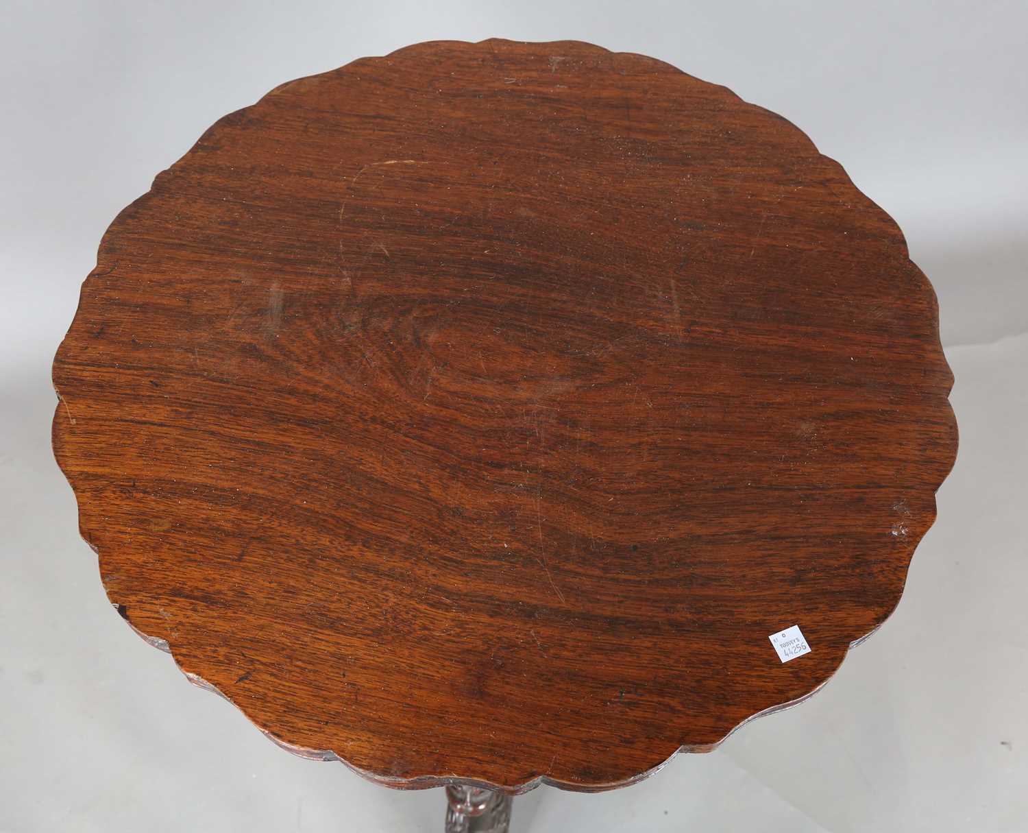 A 19th century Burmese hardwood centre table, the shaped circular top above a tripod support of - Image 2 of 13