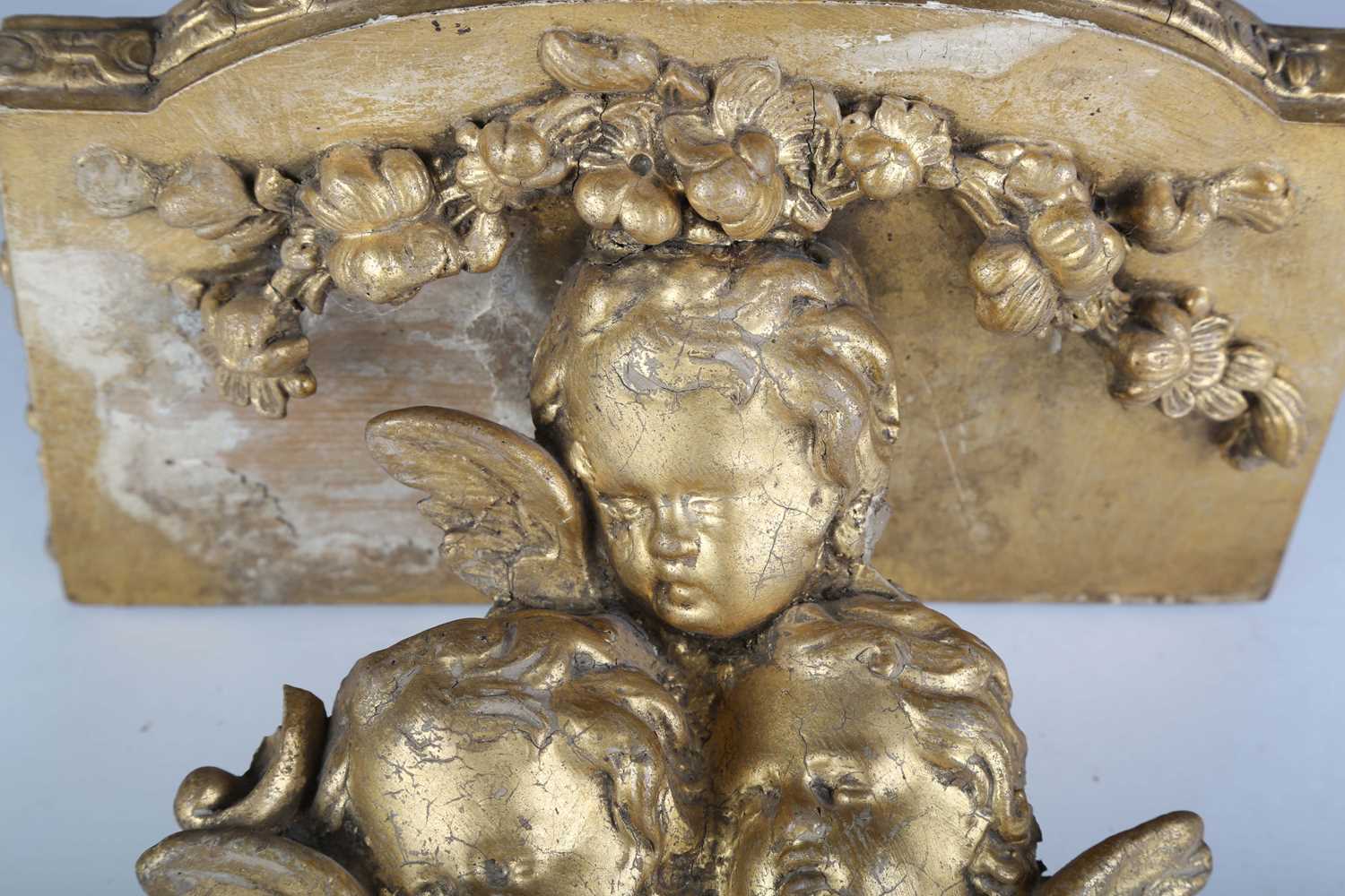 A late 19th century composition wall bracket with a triple cherub mask support, height 23cm, width - Image 4 of 10