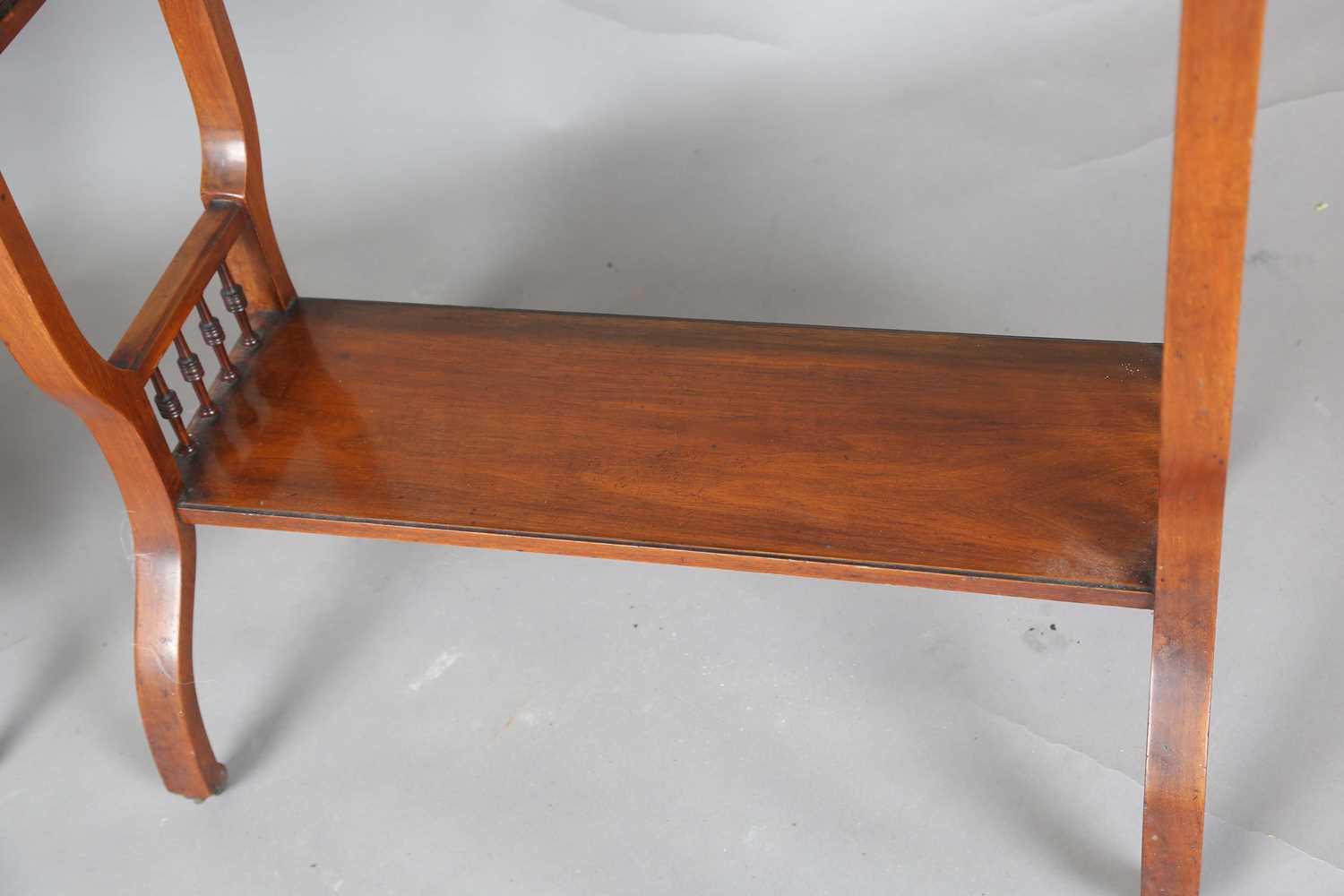 A late Victorian walnut two-tier occasional table, on ring turned legs, height 68cm, width 70cm, - Image 3 of 10