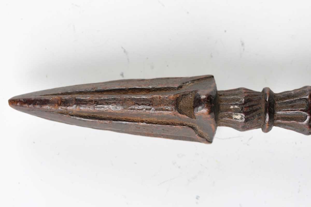 A Tibetan carved wooden ceremonial phurba, probably 19th century, length 23cm. - Image 7 of 9