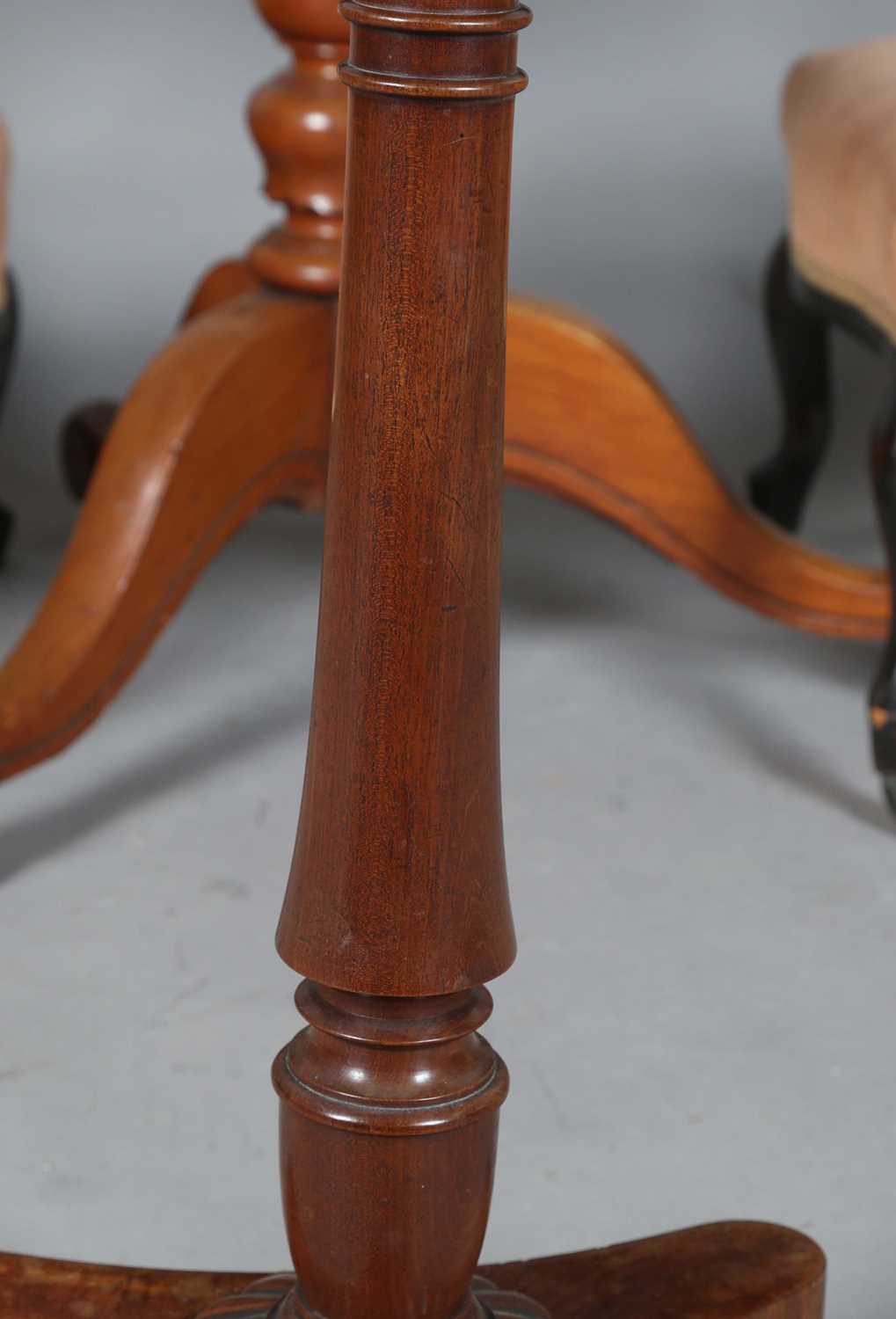 An early Victorian mahogany circular wine table, on a triform base, height 71cm, diameter 37cm, - Image 4 of 11