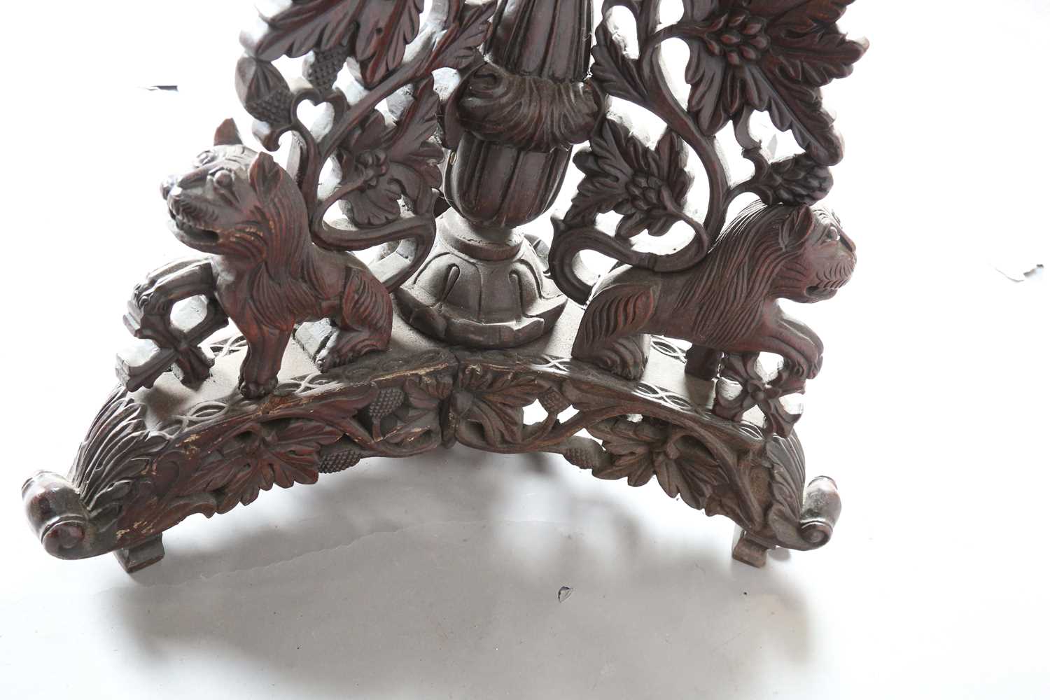 A 19th century Burmese hardwood centre table, the shaped circular top above a tripod support of - Image 13 of 13