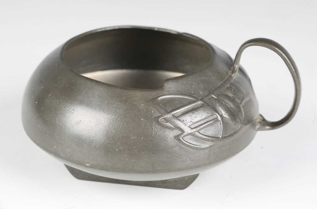 A Liberty & Co 'Tudric' pewter teapot and matching sugar bowl, model number '0231', designed by - Image 11 of 17