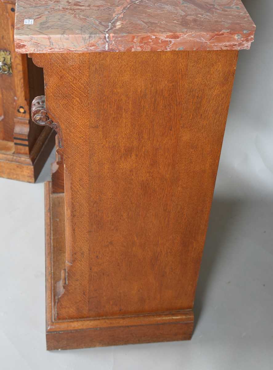 A pair of late Victorian Aesthetic Movement oak cabinets, in the manner of Charles Bevan, the - Image 15 of 16