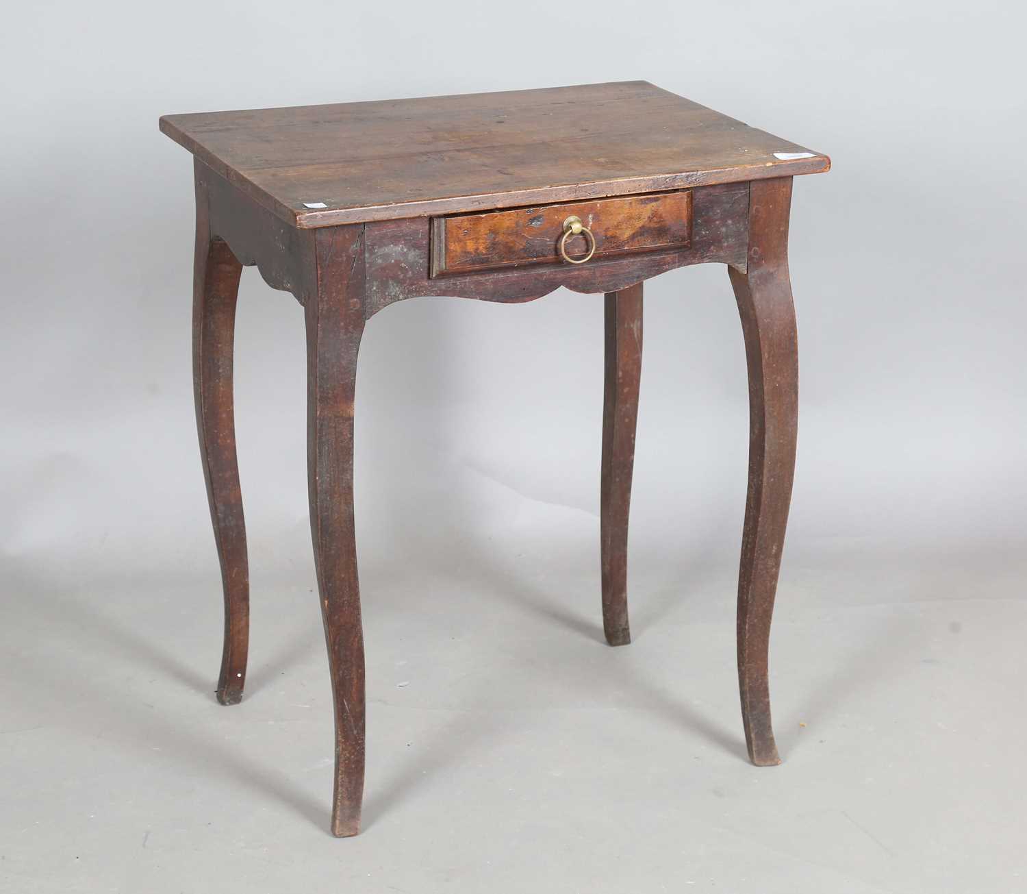 A small 18th century French walnut side table, fitted with a single frieze drawer, height 64cm,