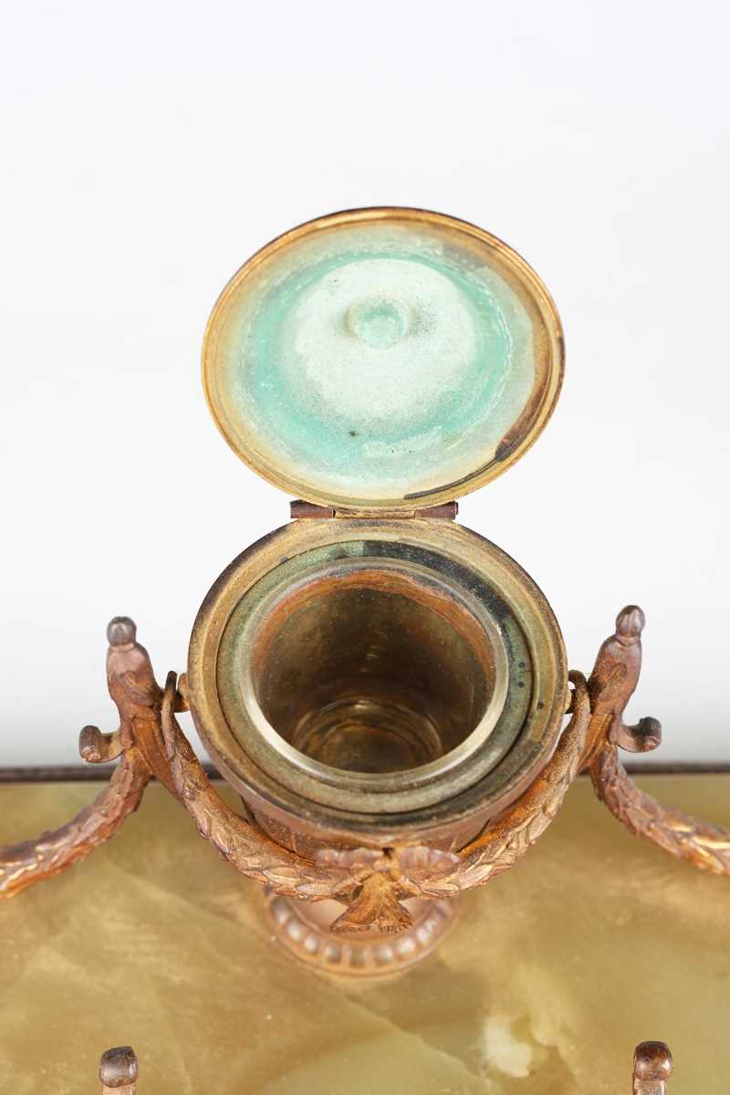 An early 20th century onyx and gilt metal inkstand of Neoclassical design, width 33cm, together with - Image 7 of 18