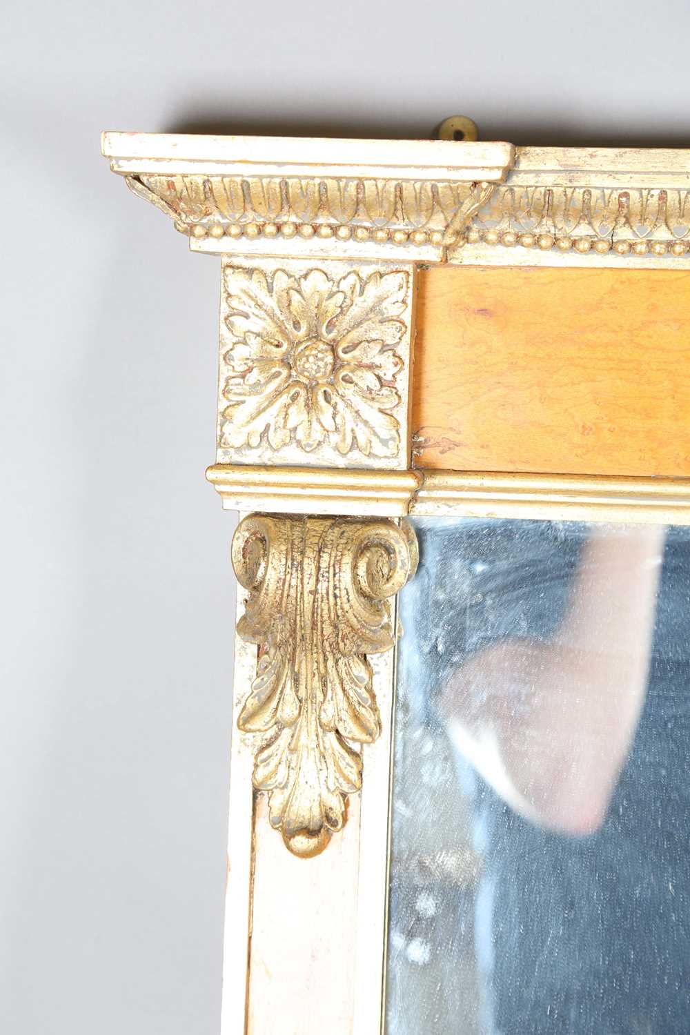 A 20th century reproduction maple and giltwood overmantel mirror with rosette and scroll - Image 2 of 7