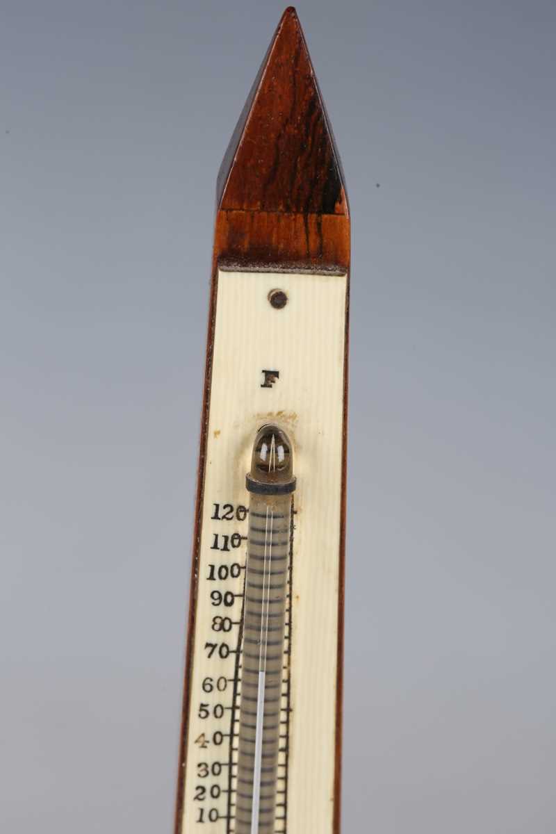 A Victorian Tunbridge ware desk thermometer of obelisk form, raised on a stepped square base, height - Image 2 of 14