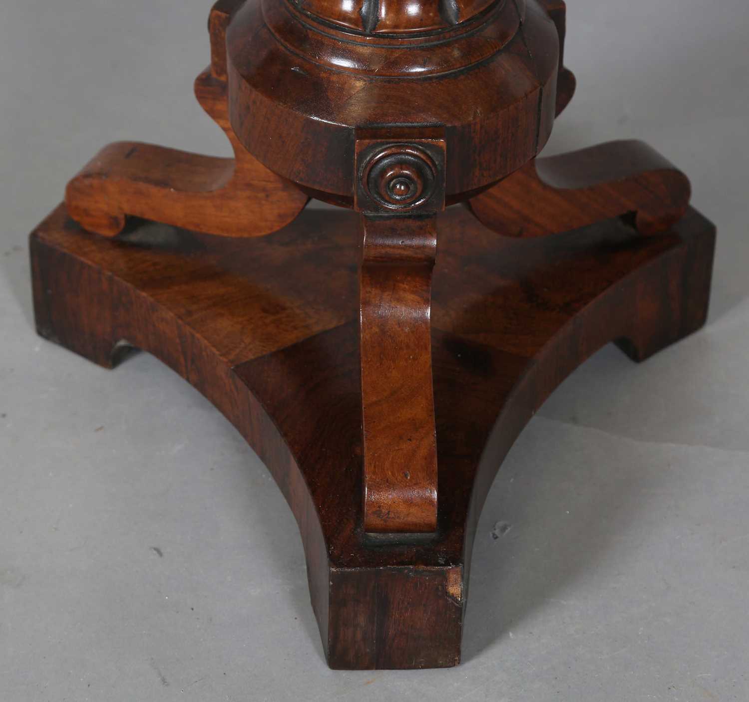 A William IV mahogany torchère, the top fitted with a brass tray above a reeded stem and triform - Image 8 of 9