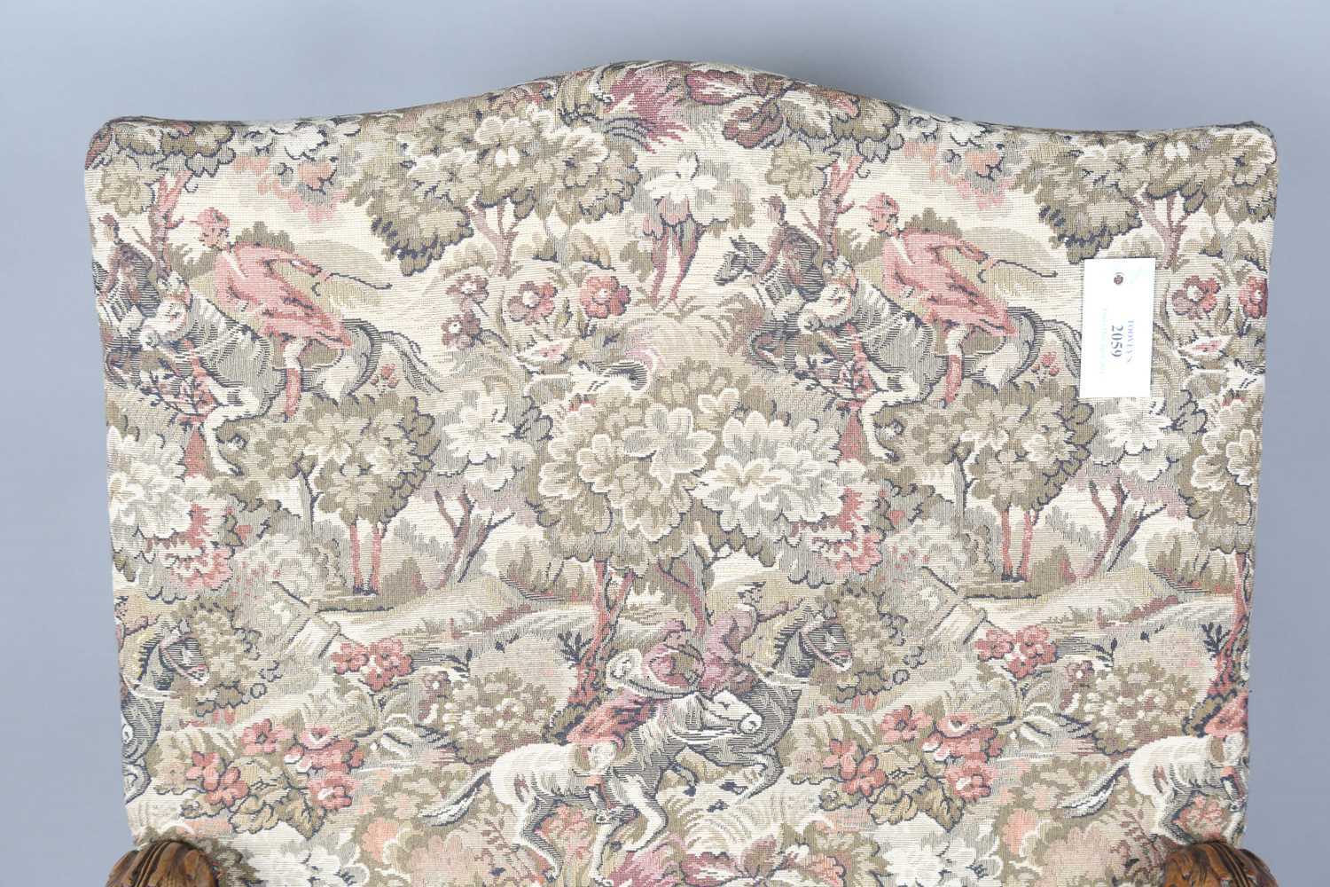 A late 19th century French Baroque Revival walnut framed armchair, upholstered in machined tapestry, - Image 2 of 14