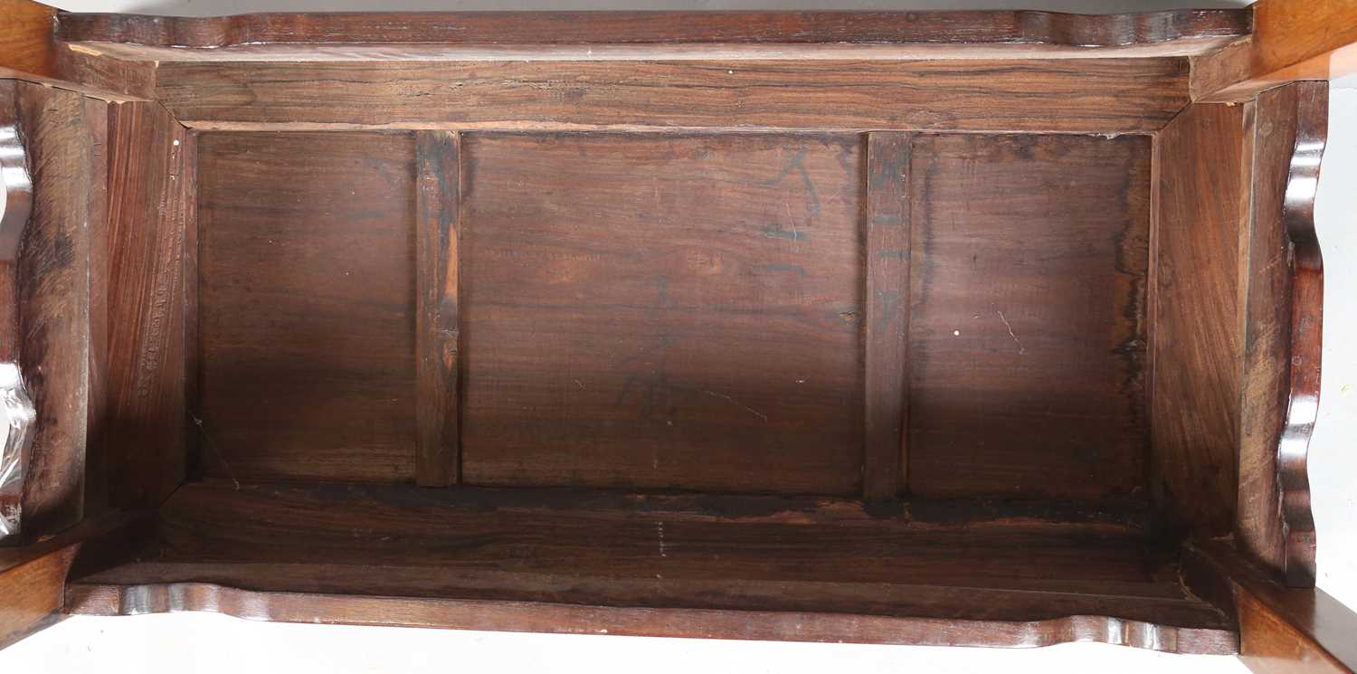 A Chinese rosewood low rectangular table with a shaped frieze and block legs, height 46cm, width - Image 5 of 6