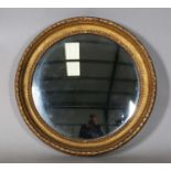 A late 18th/early 19th century gilt composition circular convex wall mirror, the frame with stiff