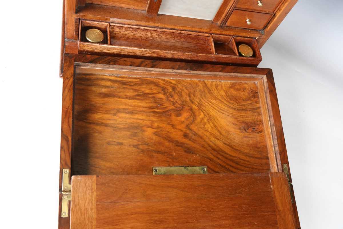 A Victorian burr walnut stationery cabinet writing box by Parkins & Gotto of London, the hinged - Image 9 of 16