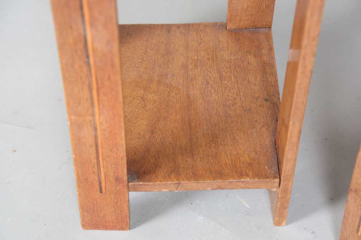 A pair of early 20th century Arts and Crafts walnut two-tier occasional tables, both stamped ' - Image 5 of 11