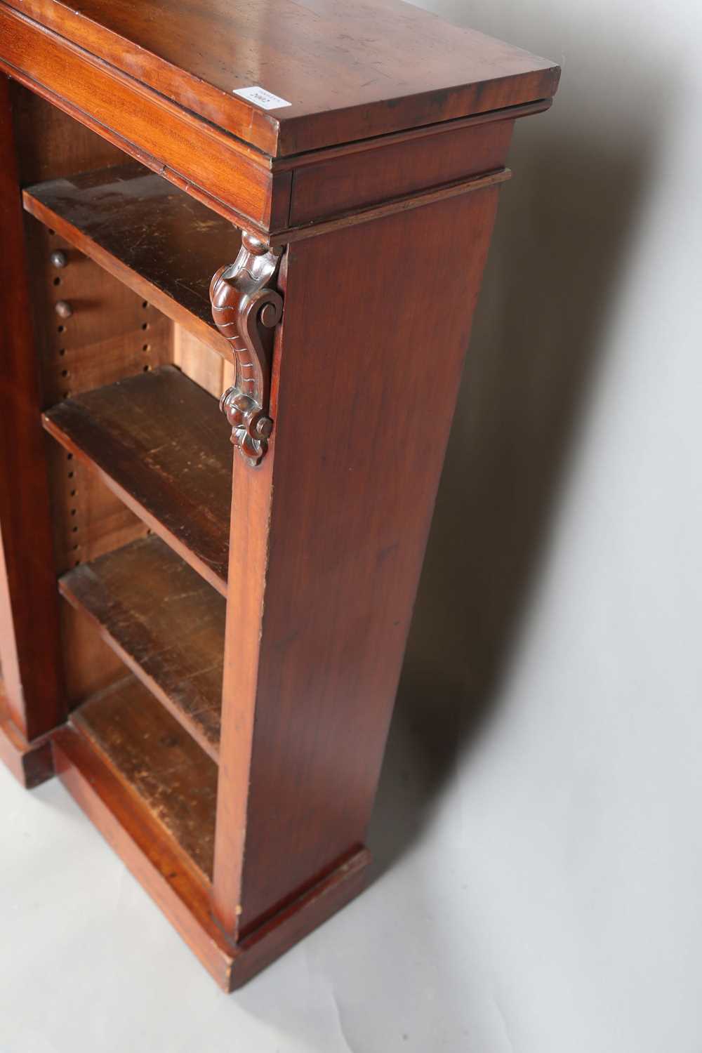 A Victorian mahogany breakfront three-section open bookcase, on a plinth base, height 118cm, width - Image 11 of 11