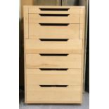 A large modern beech folio chest, fitted with seven graduated drawers, height 168cm, width 99cm,