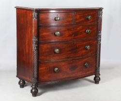 A good early Victorian mahogany bowfront chest of drawers, in the manner of Gillows of Lancaster,