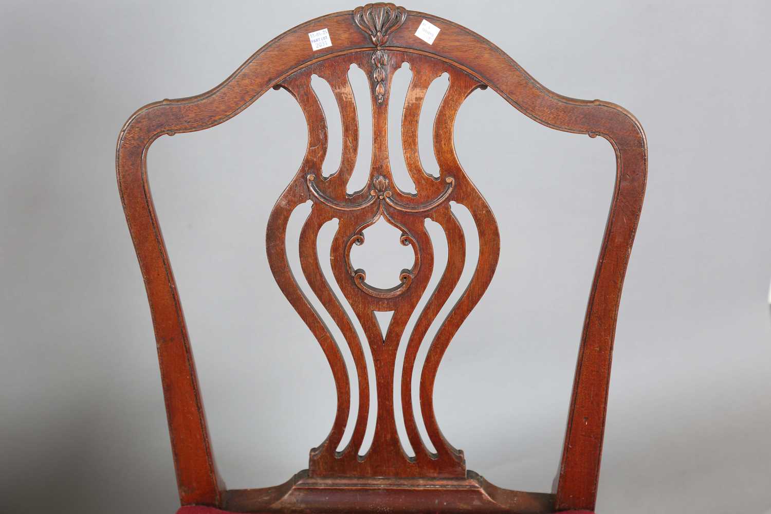 A pair of George III Chippendale period mahogany dining chairs with pierced splat backs and - Image 6 of 12