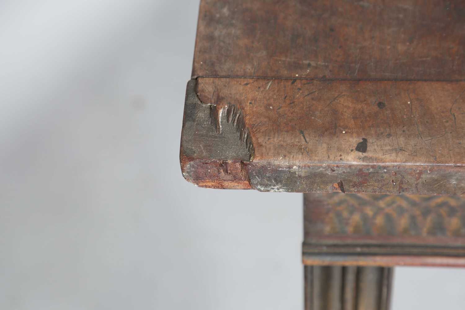 A George III mahogany serving table, the crossbanded top above a blind fretwork frieze, on channel - Image 8 of 10