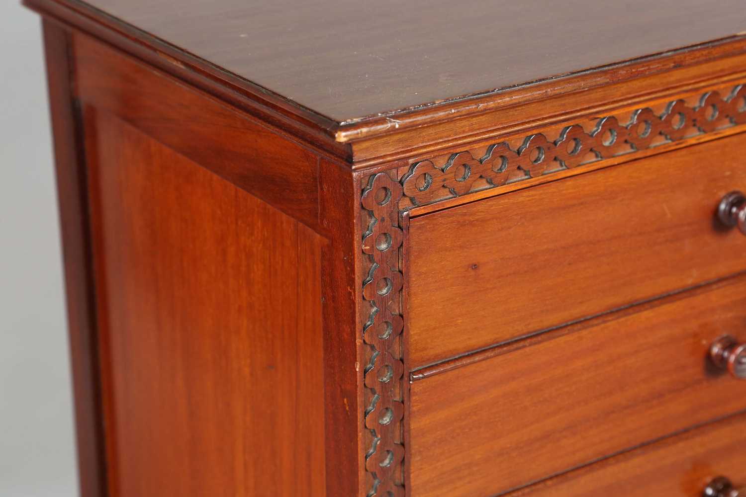 An Edwardian mahogany six-drawer music chest with blind fretwork decoration, height 94cm, width - Image 4 of 9